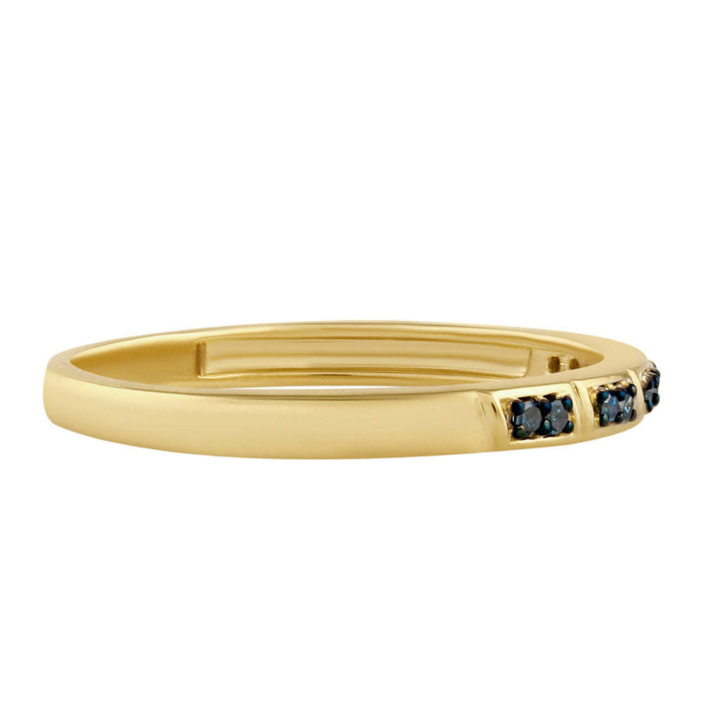 Anillo de Plata Bañada en Oro con Diamante Azul 2 