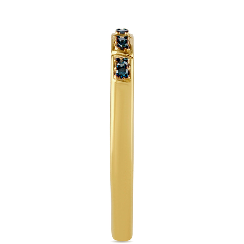Anillo de Plata Bañada en Oro con Diamante Azul