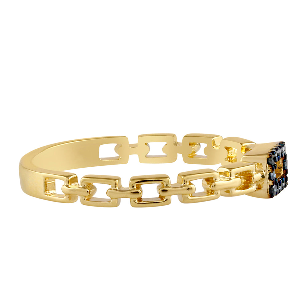 Anillo de Plata Bañada en Oro con Diamante Azul 2 