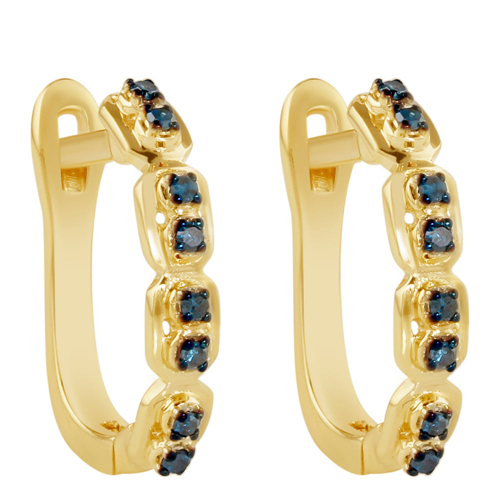 Pendientes de Plata Bañada en Oro con Diamante Azul 1 