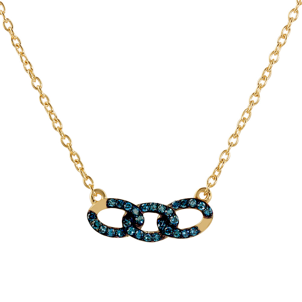 Collar de Plata Bañada en Oro con Diamante Azul