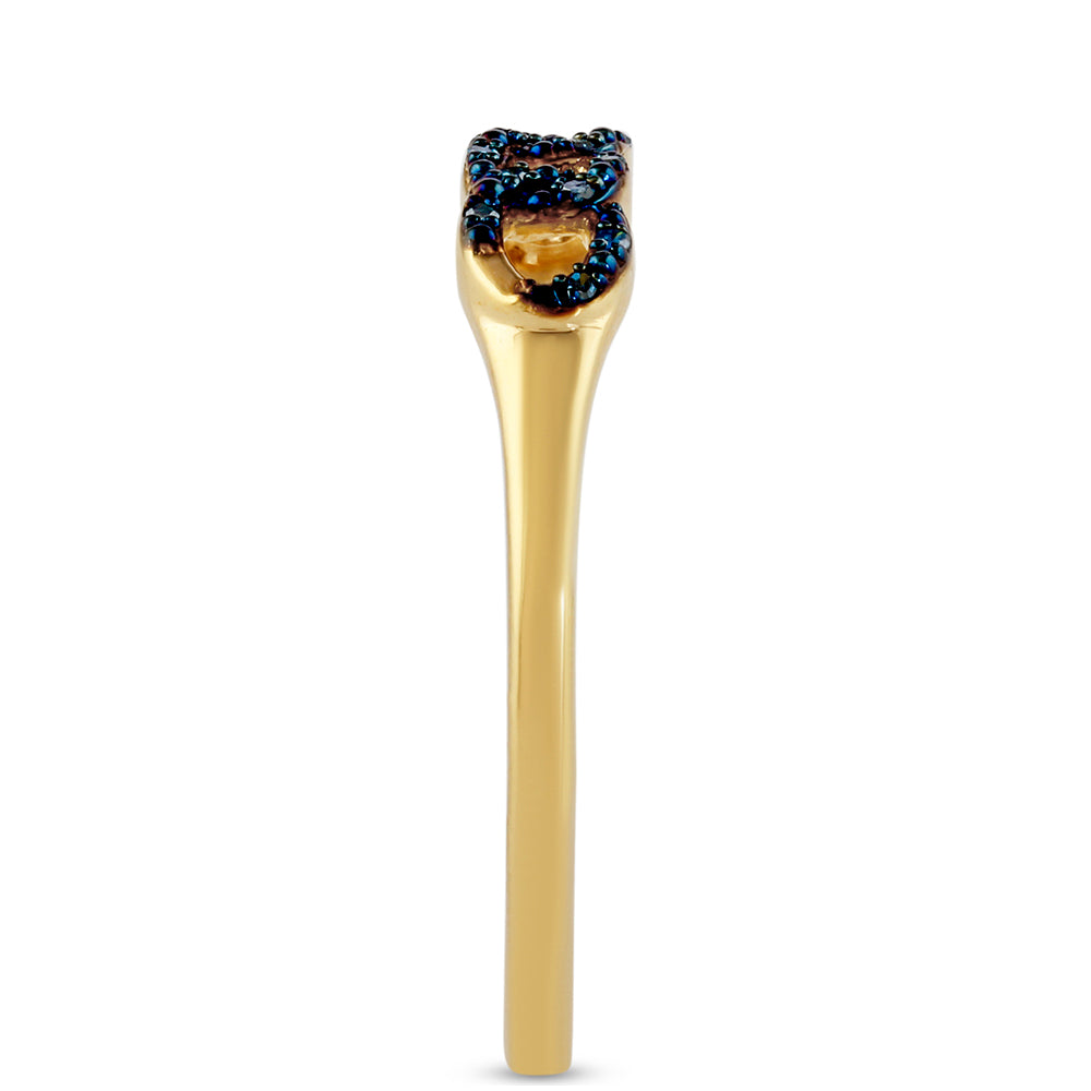 Anillo de Plata Bañada en Oro con Diamante Azul