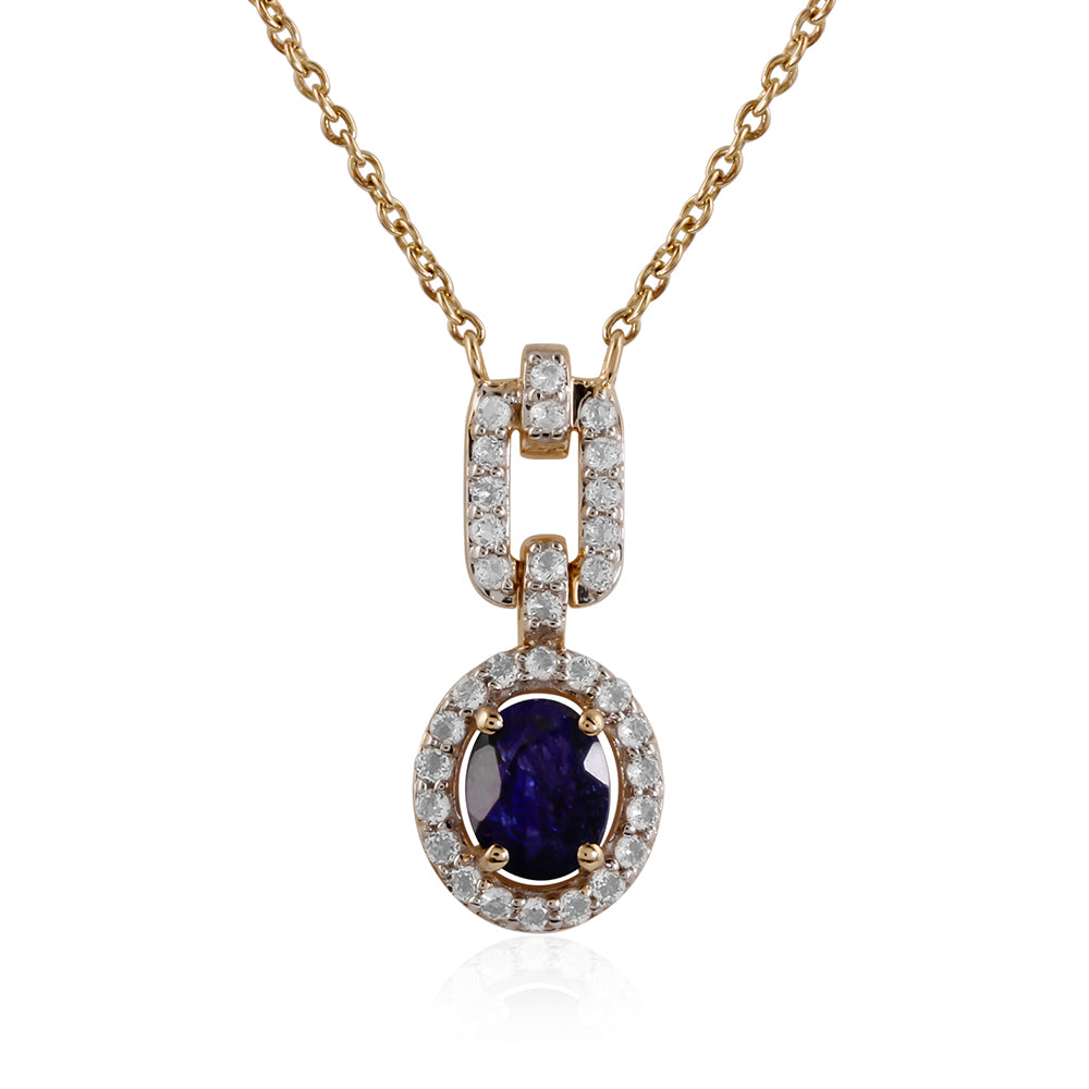 Collar de Oro 9K con Zafiro de Tailandia y Topacio Blanco