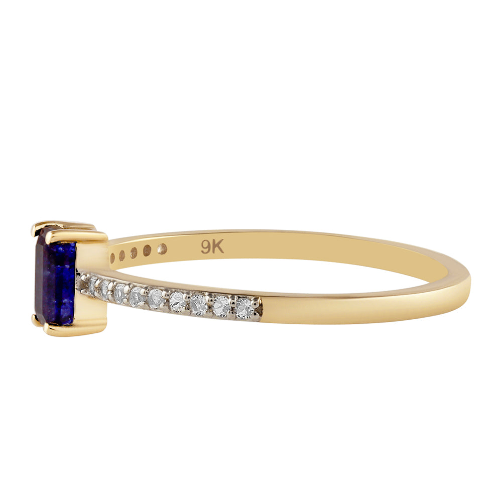 Anillo de Oro 9K con Zafiro de Tailandia y Topacio Blanco 2 