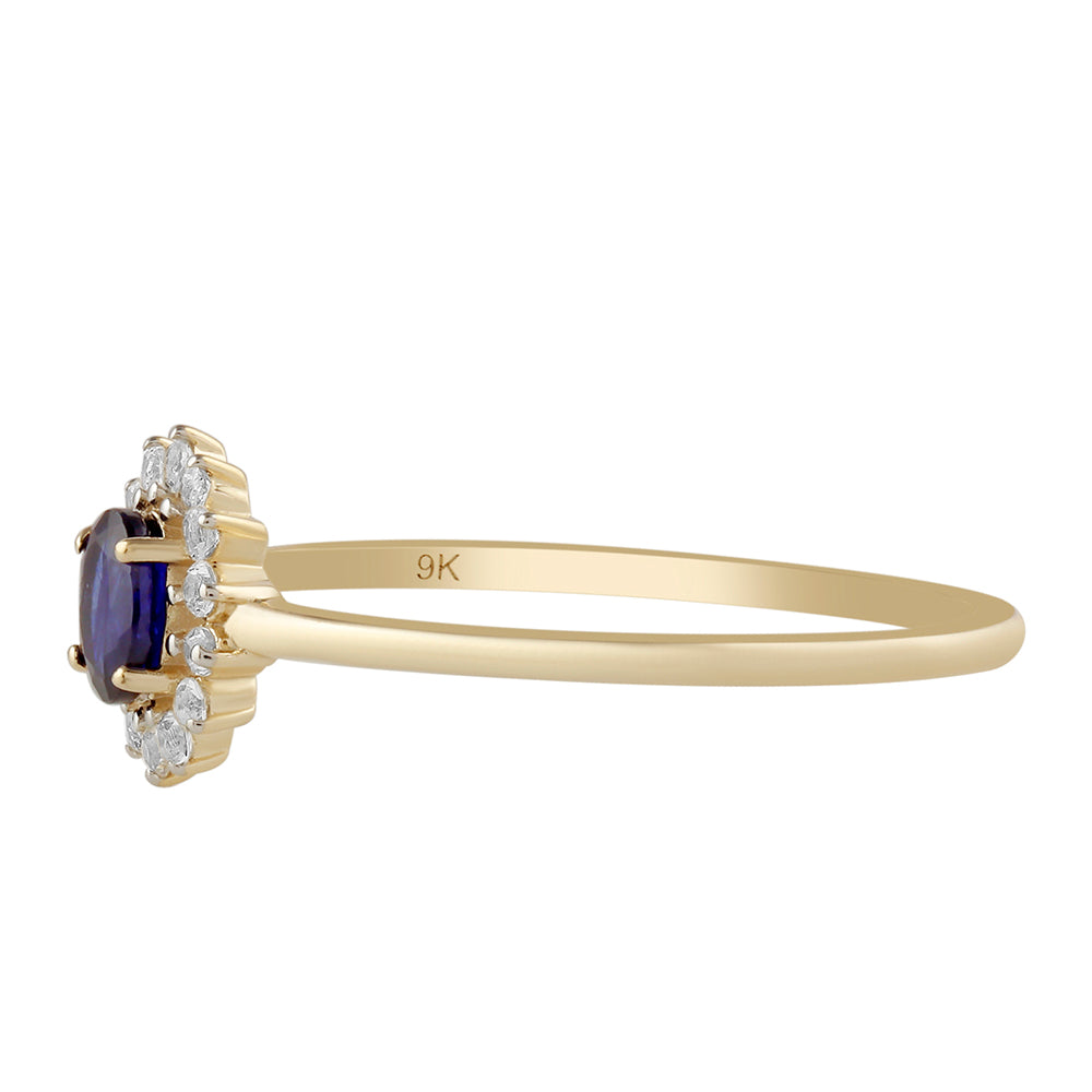 Anillo de Oro 9K con Zafiro de Tailandia y Topacio Blanco 2 