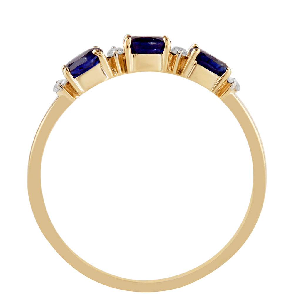 Anillo de Oro 9K con Zafiro de Tailandia y Topacio Blanco 2 