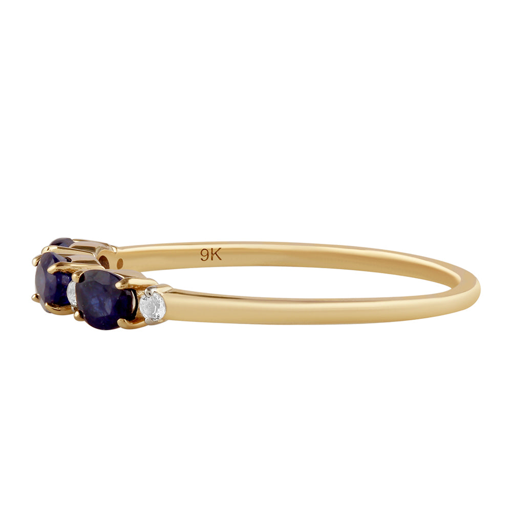 Anillo de Oro 9K con Zafiro de Tailandia y Topacio Blanco 3 