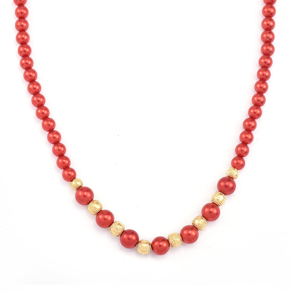 Collar de Plata Bañada en Oro con Perla roja de río 1 