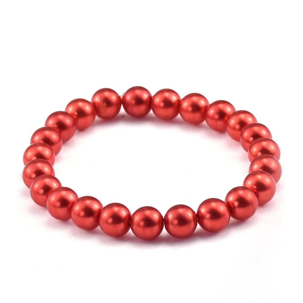 Conjunto de Plata Bañada en Oro con Perla roja de río ( Collar +Pendientes +Pulsera ) 3 
