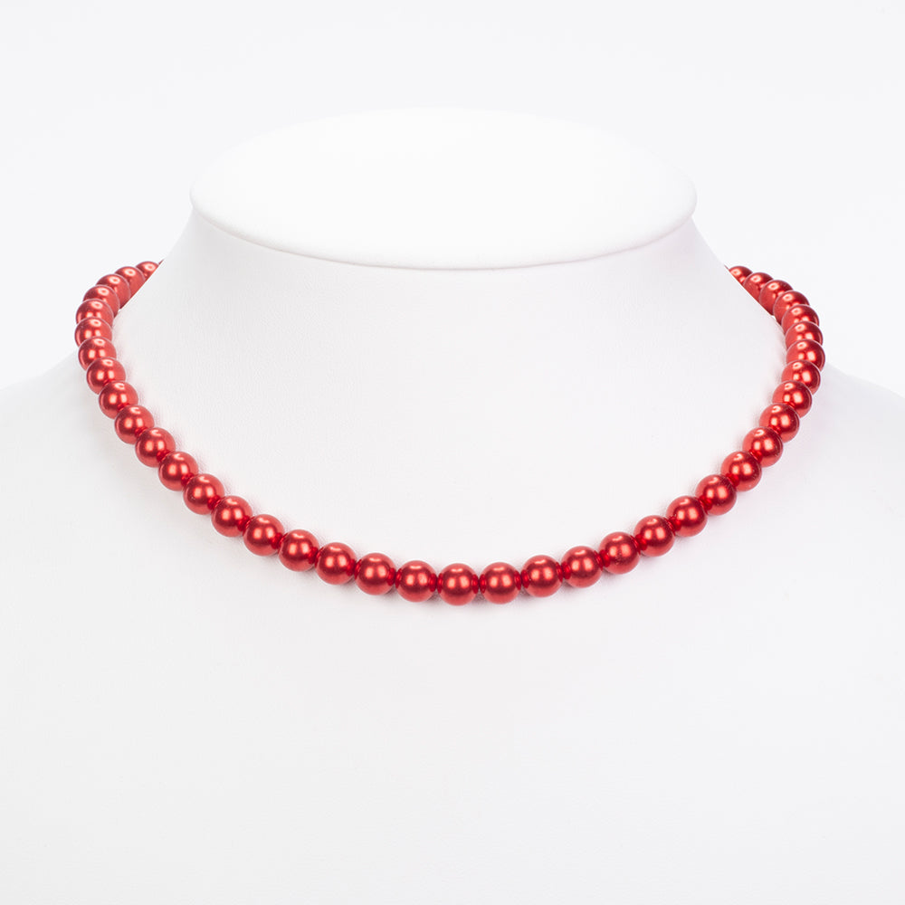 Conjunto de Plata Bañada en Oro con Perla roja de río ( Collar +Pendientes +Pulsera ) 8 