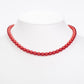 Conjunto de Plata Bañada en Oro con Perla roja de río ( Collar +Pendientes +Pulsera )