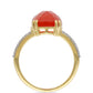 Anillo de Plata Bañada en Oro con Ónice rojo y Topacio Blanco