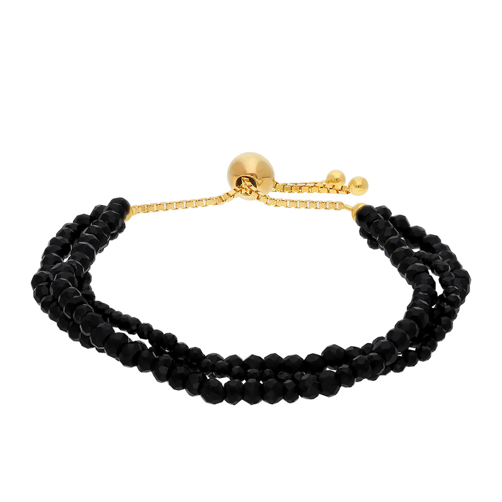 Pulsera de Plata Bañada en Oro con Ónix Negro 1 