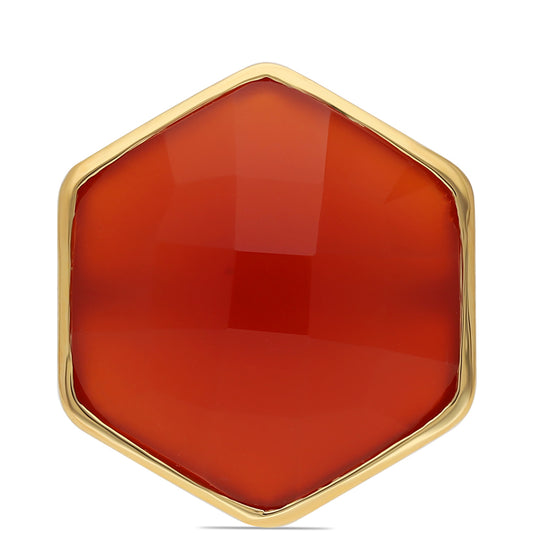 Anillo de Plata Bañada en Oro con Ónice rojo