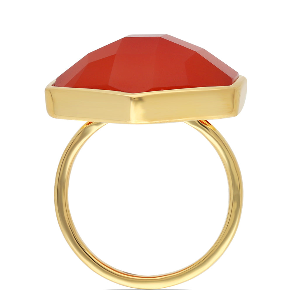 Anillo de Plata Bañada en Oro con Ónice rojo 3 