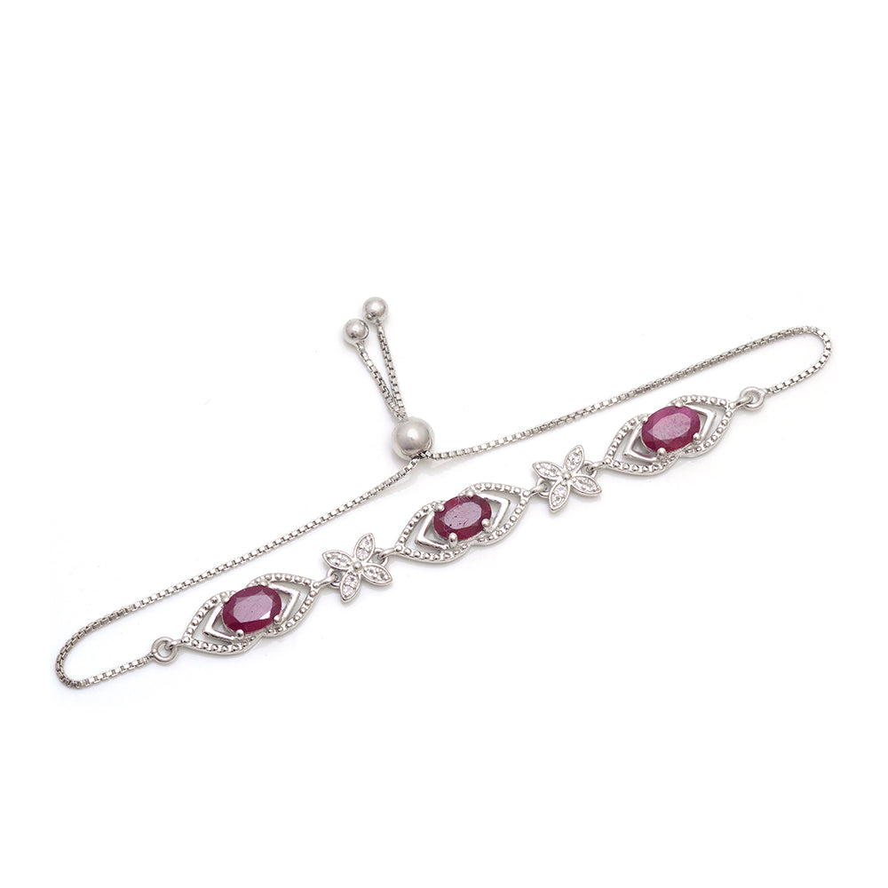 Pulsera de Plata con Rubí de Madagascar y Topacio Blanco 2 