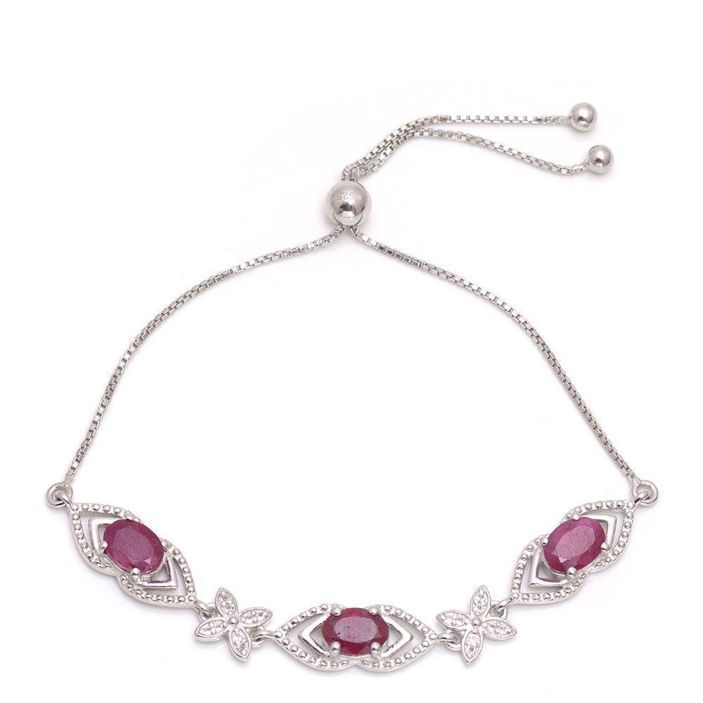 Pulsera de Plata con Rubí de Madagascar y Topacio Blanco 3 