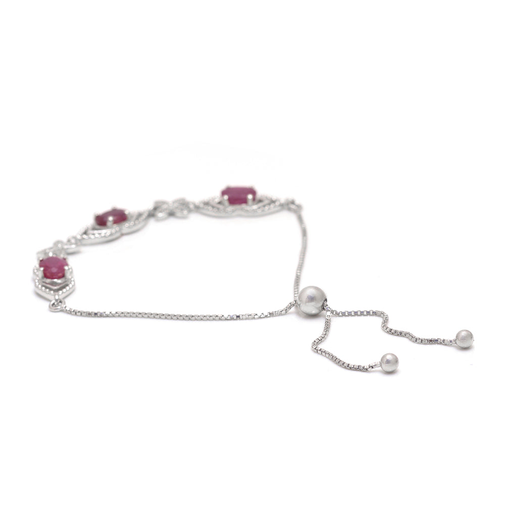 Pulsera de Plata con Rubí de Madagascar y Topacio Blanco 4 