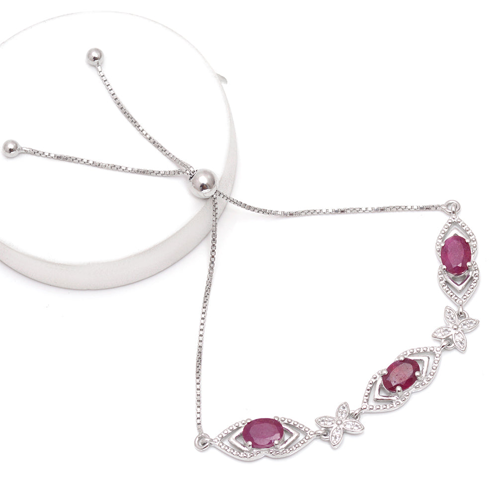Pulsera de Plata con Rubí de Madagascar y Topacio Blanco 1 