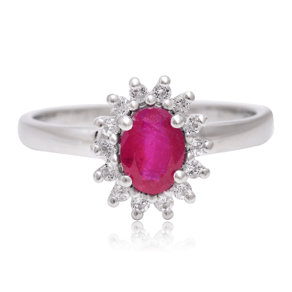 Anillo de Plata con Rubí de Madagascar y Topacio Blanco 1 