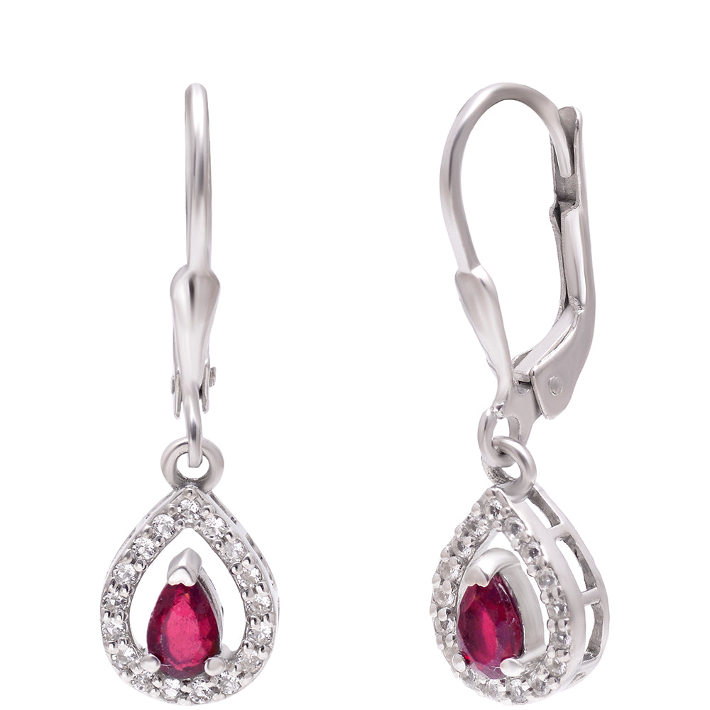 Pendientes de Plata con Rubí de Madagascar y Topacio Blanco 1 