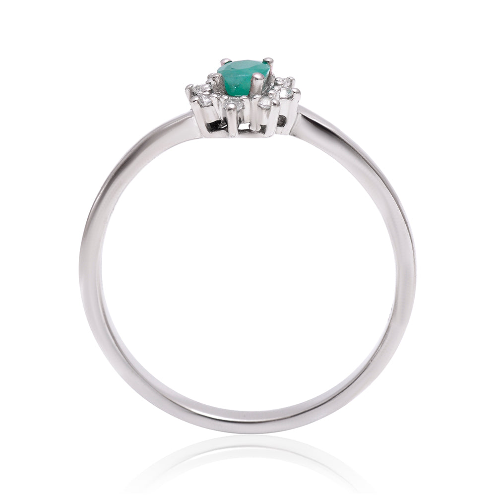 Anillo de Plata con Esmeralda de Brasil y Topacio Blanco 5 