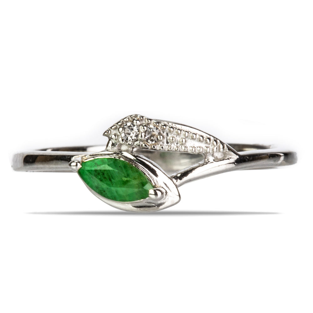 Anillo de Plata con Esmeralda de Brasil y Topacio Blanco 1 