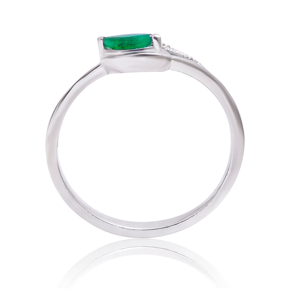 Anillo de Plata con Esmeralda de Brasil y Topacio Blanco