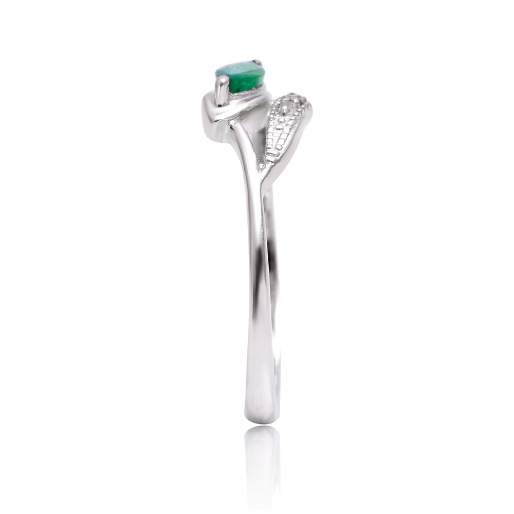 Anillo de Plata con Esmeralda de Brasil y Topacio Blanco 3 