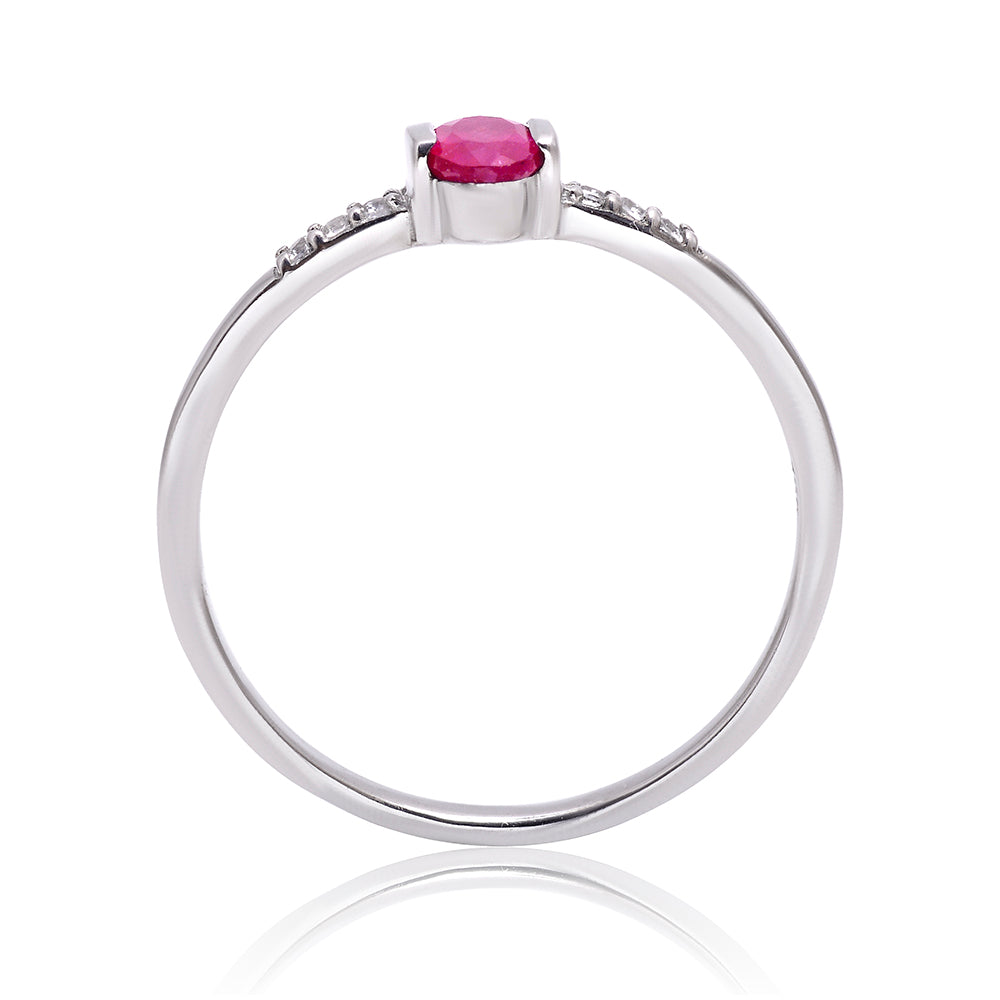 Anillo de Plata con Rubí de Madagascar y Topacio Blanco 2 