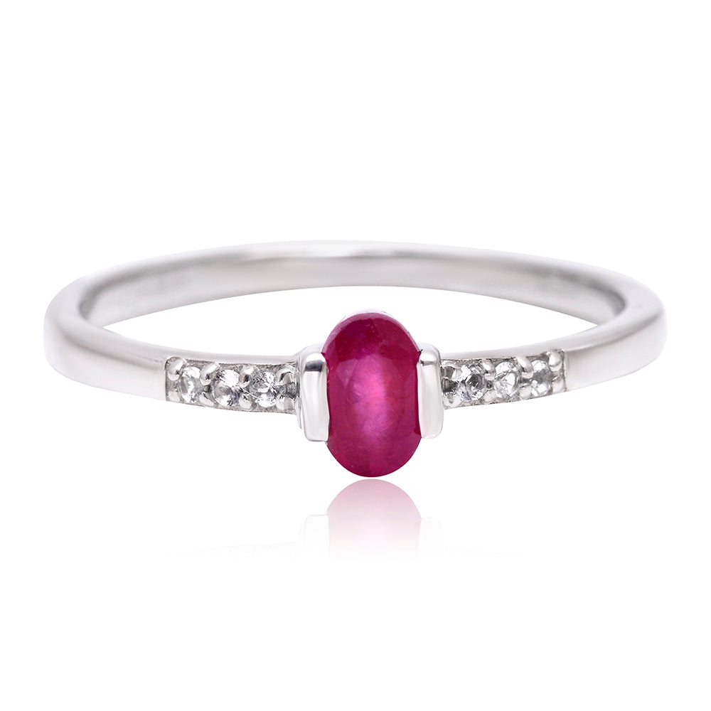 Anillo de Plata con Rubí de Madagascar y Topacio Blanco 1 