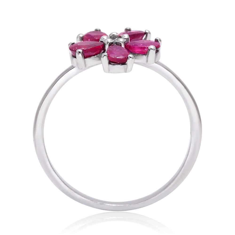 Anillo de Plata con Rubí de Madagascar y Topacio Blanco