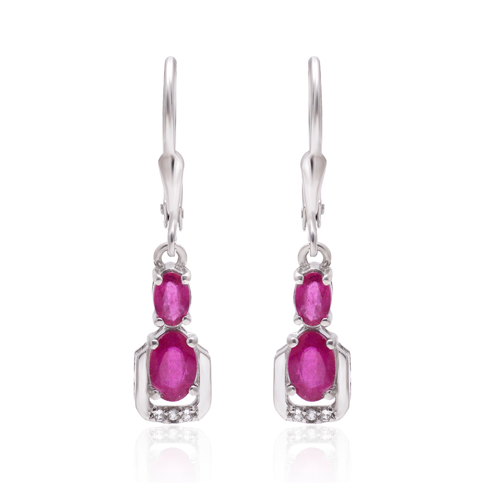Pendientes de Plata con Rubí de Madagascar y Topacio Blanco 2 