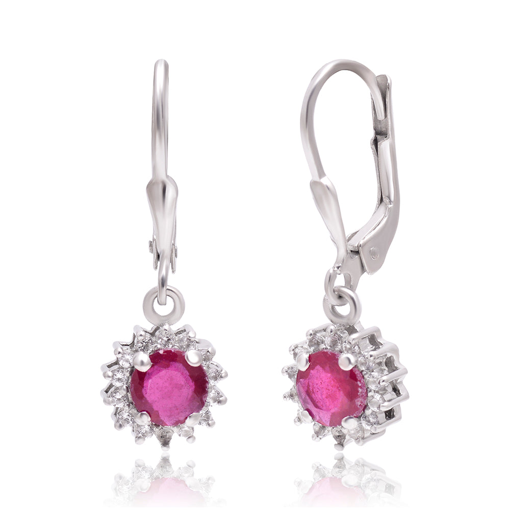 Pendientes de Plata con Rubí de Madagascar y Topacio Blanco 1 