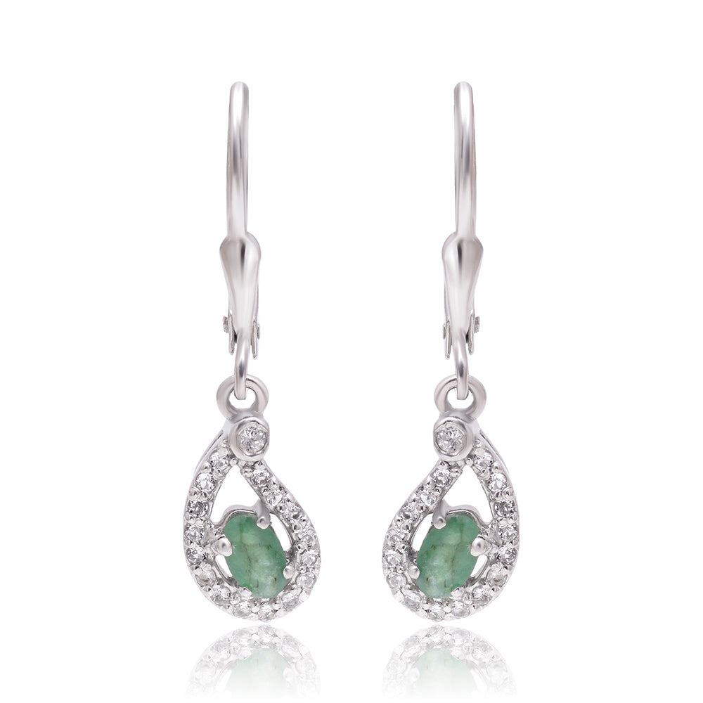 Pendientes de Plata con Esmeralda de Brasil y Topacio Blanco 1 