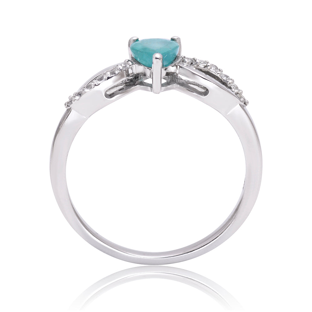Anillo de Plata con Esmeralda de Brasil y Topacio Blanco 3 