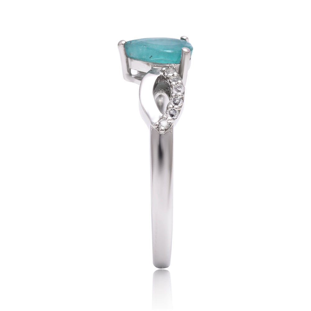 Anillo de Plata con Esmeralda de Brasil y Topacio Blanco