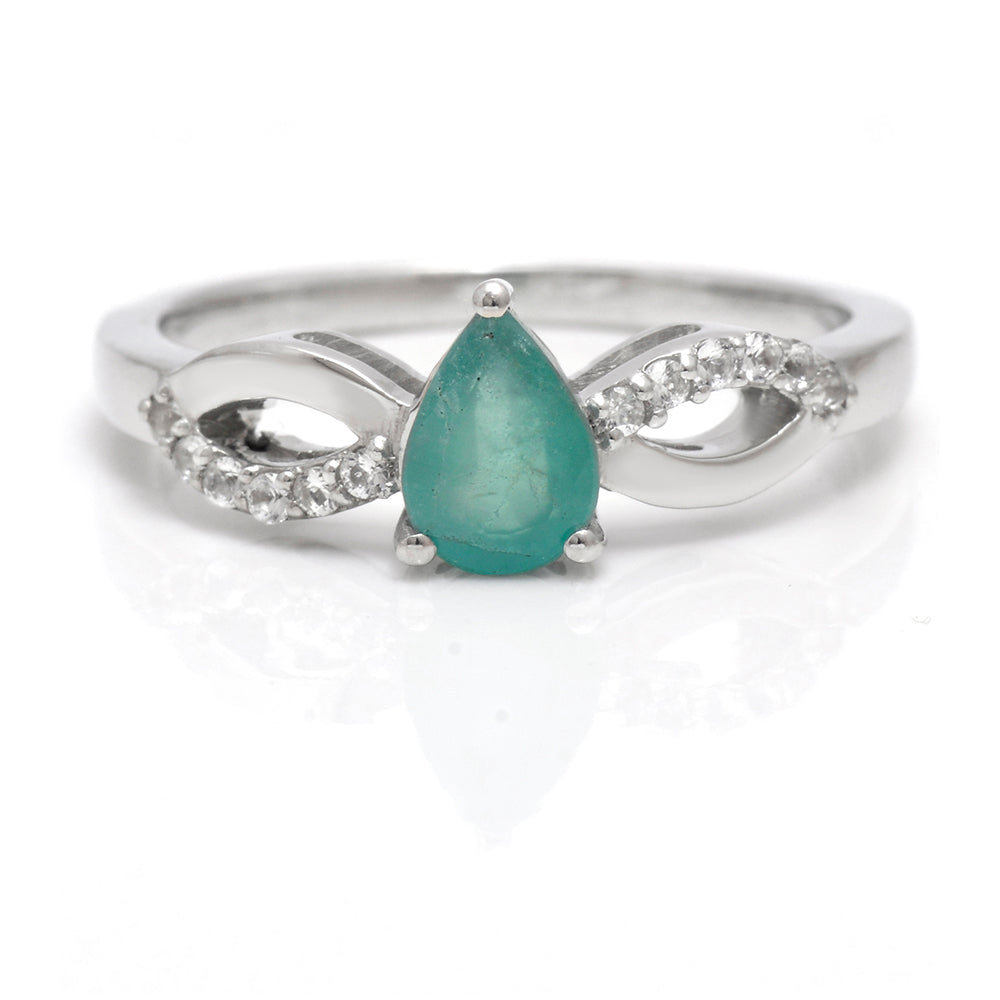 Anillo de Plata con Esmeralda de Brasil y Topacio Blanco 1 