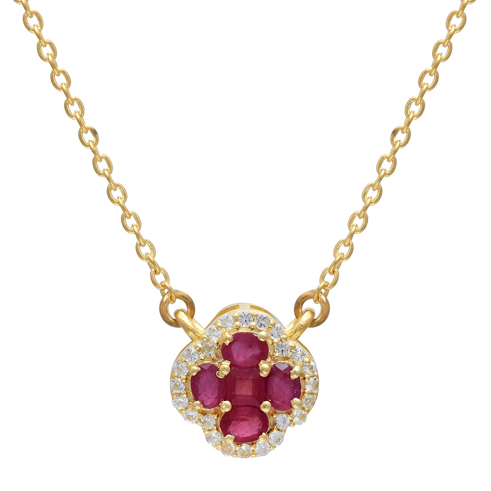 Collar de Plata Bañada en Oro con Rubí de Madagascar
