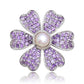 Broche de Plata con Amatista de Marruecos y Perla blanca de agua dulce