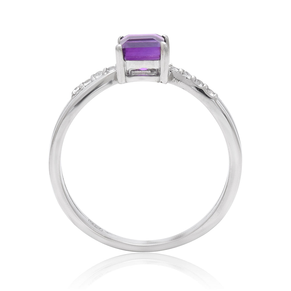Anillo de Plata con Amatista de Marruecos y Topacio Blanco 2 