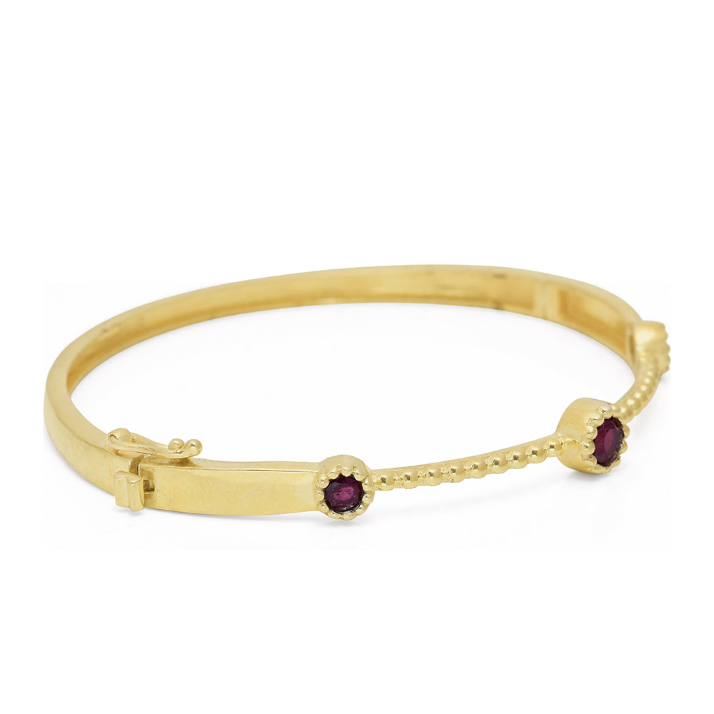 Brazalete de Plata Bañada en Oro con Rubí de Madagascar