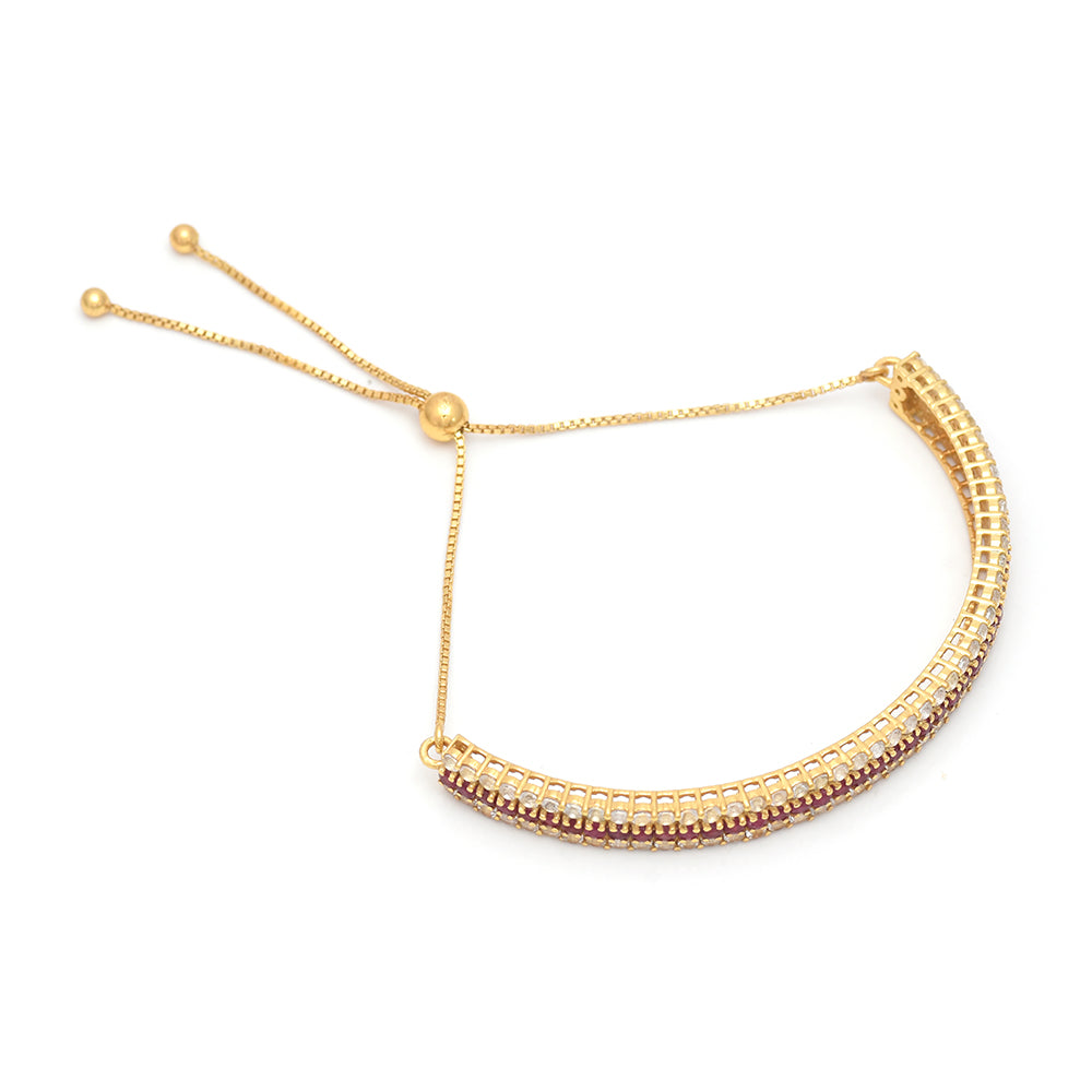 Pulsera de Plata Bañada en Oro con Rubí de Madagascar y Topacio Blanco 3 