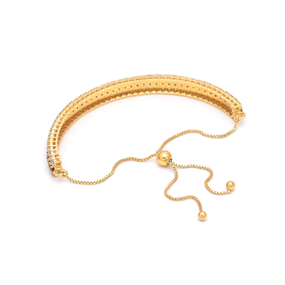 Pulsera de Plata Bañada en Oro con Rubí de Madagascar y Topacio Blanco 4 