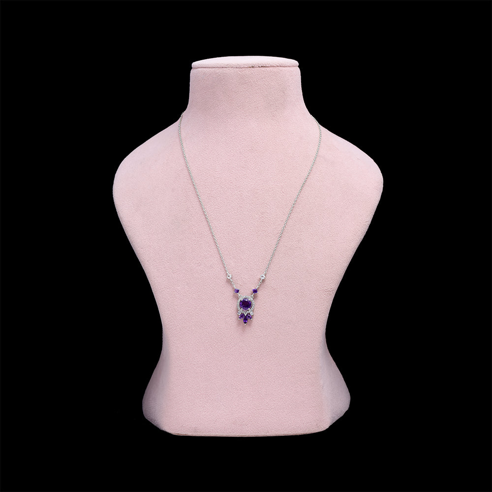 Collar de Plata con Amatista de Marruecos y Topacio Blanco