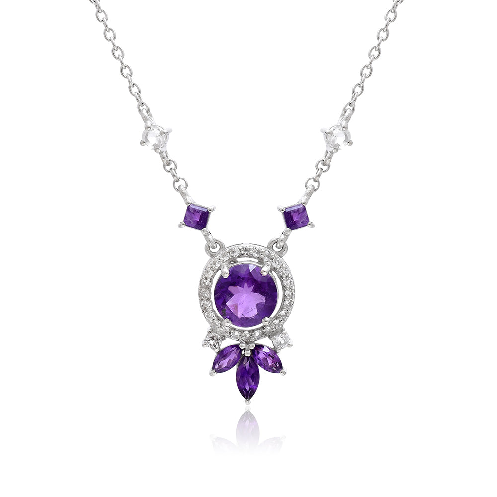 Collar de Plata con Amatista de Marruecos y Topacio Blanco 2 