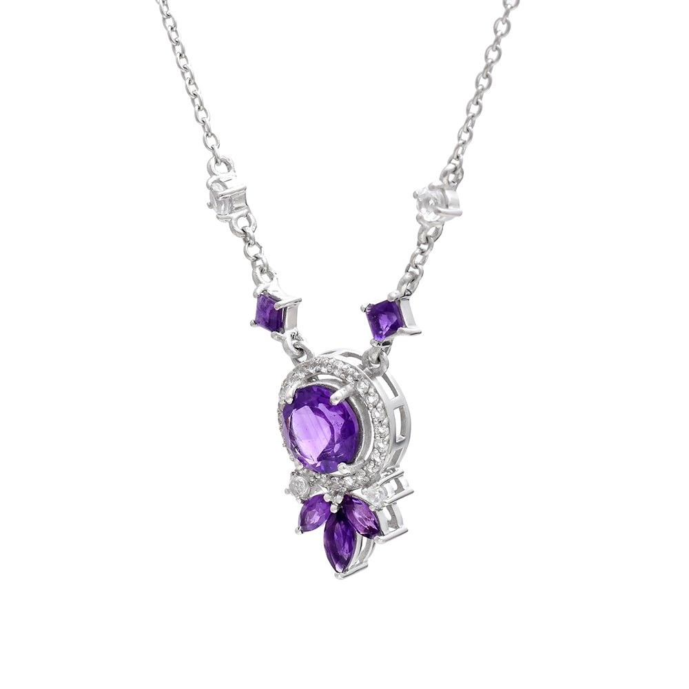 Collar de Plata con Amatista de Marruecos y Topacio Blanco 3 