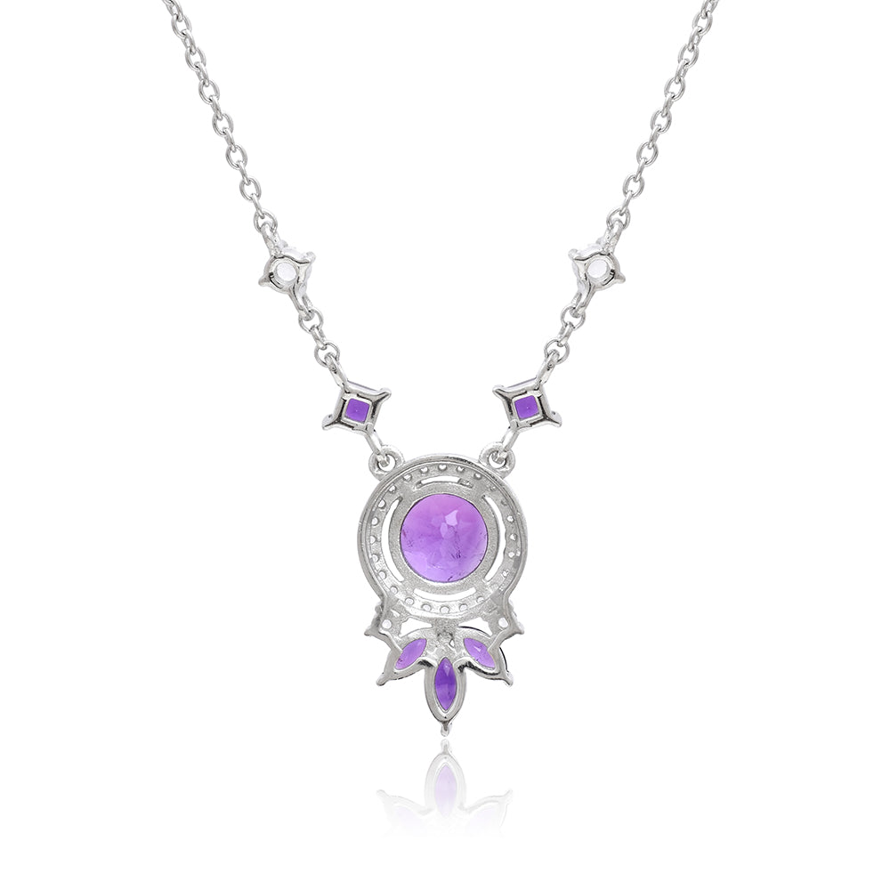 Collar de Plata con Amatista de Marruecos y Topacio Blanco