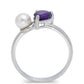 Anillo de Plata con Amatista de Marruecos y Perla blanca de agua dulce