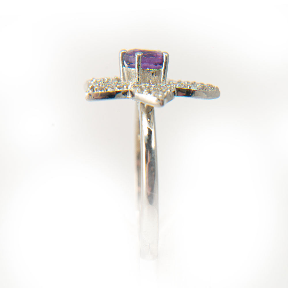 Anillo de Plata con Amatista de Marruecos y Topacio Blanco 2 